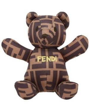 Fendi Ff Neoprene Brooch - Brown