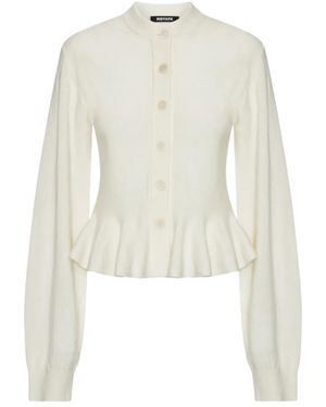 ROTATE BIRGER CHRISTENSEN Logo-Embroidered Knit Cardigan - White