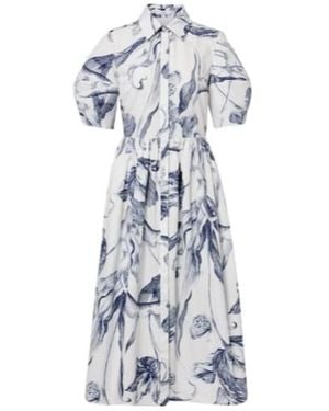 Erdem Floral Cotton Poplin Shirt Dress - Blue
