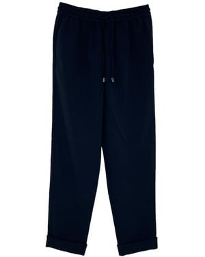 Armani Jeans Drawstring Waist-Edge Casual Pants - Blue