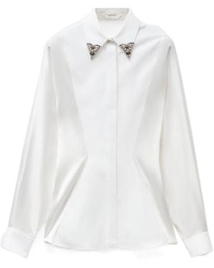 Versace Embellished Long-Sleeved Poplin Shirt - White