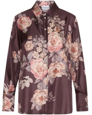 Marella Printed Silk Twill Shirt - Purple