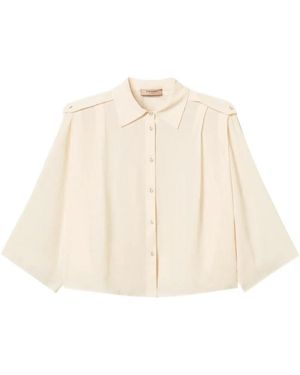 Twinset Cropped Wide-Sleeve Top - Natural