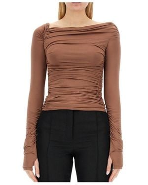 Helmut Lang Ruched Off-The-Shoulder Top - Black