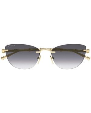 Gucci Metal Rimless Cat-Eye Sunglasses - White