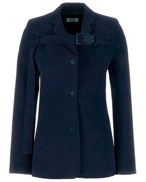 Off-White c/o Virgil Abloh Belted Buttoned Long-Sleeved Jacket - Blue