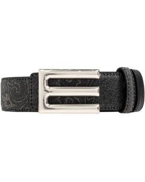 Etro Logo Buckled Paisley Print Reversible Belt - White