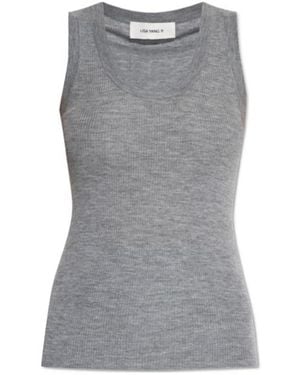 Lisa Yang Ina Ribbed Knitted Top - Grey