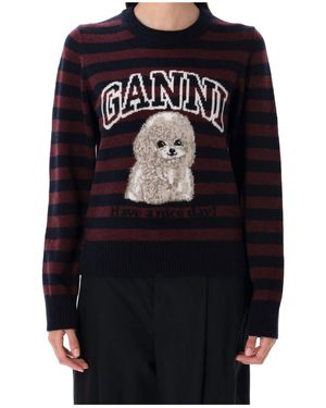 Ganni Long-Sleeved Knitted Jumper - Black