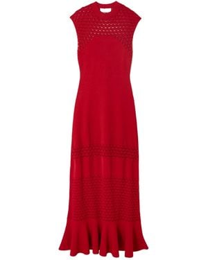 Lanvin Panelled Knitted Midi Dress - Red