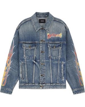 we11done Flame Micro-Label Denim Jacket - Blue