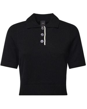 Pinko Short Sleeved Buttoned Polo Sweater - Black