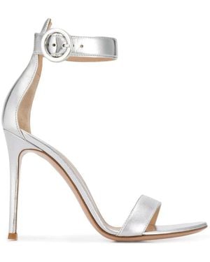 Gianvito Rossi Peep-Toe, Patent-Leather Booties - White