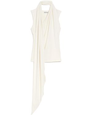 Ami Paris Ami Decorative Tab Sleeveless Top - White