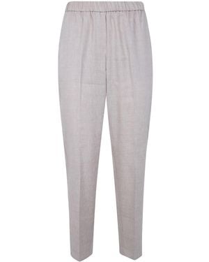 Peserico Linen Wool Blend Natural Stretch Trousers - Grey