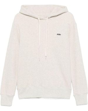 Autry Logo-Embroidered Drawstring Hoodie - White