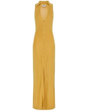 Elisabetta Franchi Shirt-Collar Maxi Dress - Metallic