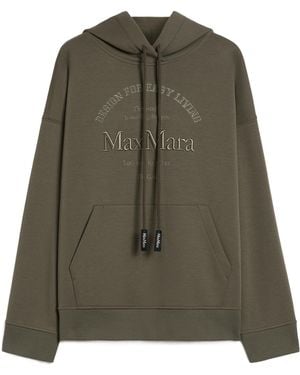 Max Mara Cotton-Blend Embroidered Hoodie - Green