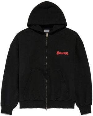 Balenciaga Cotton Salon De Couture Zip-Up Hoodie - Black