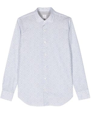 Eleventy Geometric-Print Button-Up Shirt - White