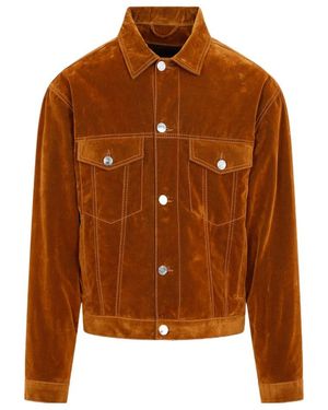 Etro Logo-Embroidered Buttoned Velvet Jacket - Brown