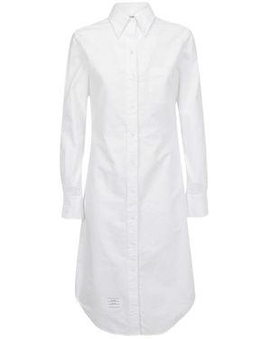 Thom Browne Long-Sleeve Shirt Dress - White