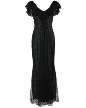 Alessandra Rich Bow-Tie Lace Dress - Black
