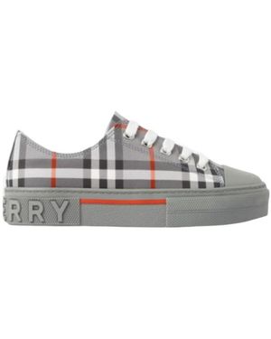 Burberry Check-Pattern Canvas Sneakers - Gray