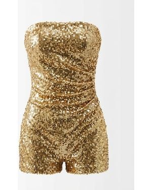 kate moss gold dress glastonbury 2010s Gold Sequin Strapless Party Dress, Cassandra Stone/ MacDuggal Couture, Size 6 main image 1