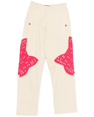 Kiko Kostadinov X Fox Lab Perforated Fox Fleece Joggers - Pink