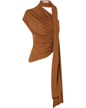 Christopher Esber Vienna Scarf-Detail Draped Jersey Blouse - Brown
