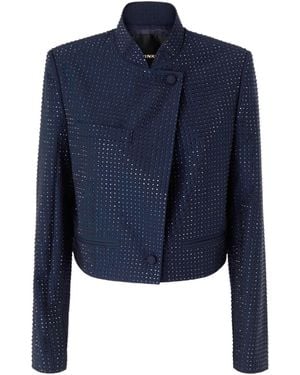 Pinko Rhinestone-Embellished Cropped Jacket - Blue