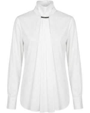 Brunello Cucinelli Monili-Embellished Pleated Blouse - White
