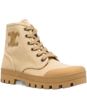 Celine Patapans Lacing Ankle Boots - Natural