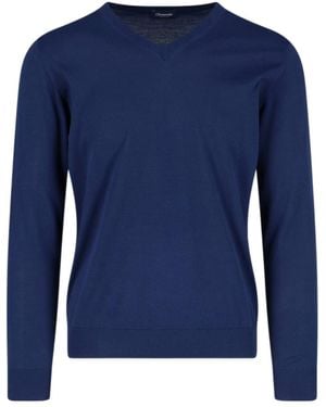 Drumohr V-Neck Knit Top - Blue