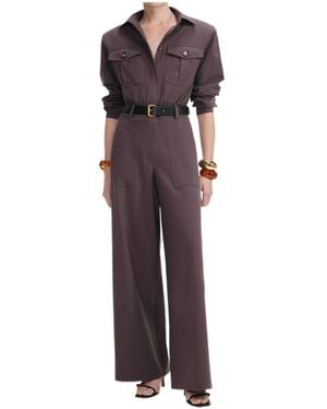 Self-Portrait Belted Pocket Jumpsuit - Purple