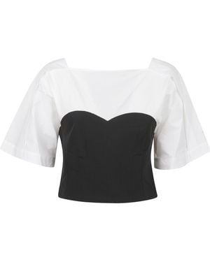 Jonathan Simkhai Panelled Sweetheart-Neck Top - White