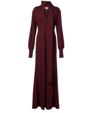Plan C Scarf-Detail Cotton Maxi Dress - Purple