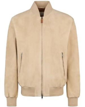 Tod's Suede Bomber Jacket - Natural