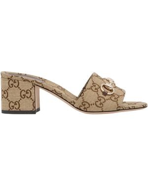 Gucci Slide Sandal With Horsebit - Natural