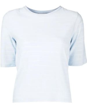 Vince Striped Relaxed Elbow Sleeved T-Shirt - Blue