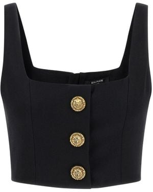 Balmain Button Top - Black