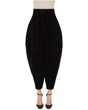 Emporio Armani Velvet Highwaisted Balloon Pants - Black