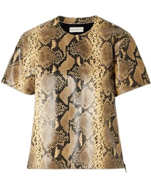 Dries Van Noten Leather T-Shirt - Natural