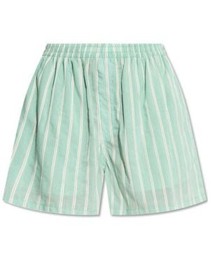 Balenciaga Striped Elastic Waist Shorts - Green
