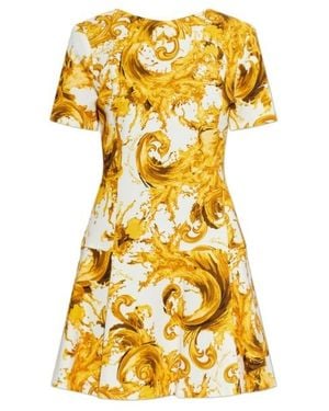 Versace Jeans Couture Couture Baroque Printed Crewneck Mini Dress - Yellow