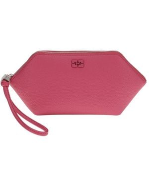Ganni Bou Zip Pouch Make Up Bag - Pink