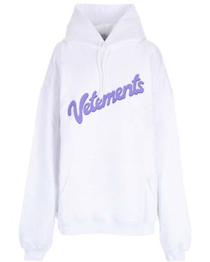 Vetements Logo-Print Drawstring Hoodie - White