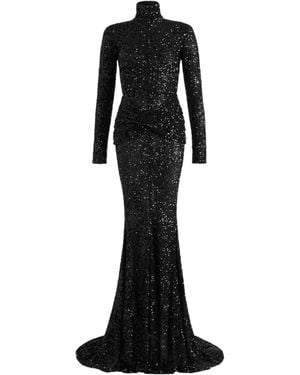Patou Sequinned High-Neck Maxi Dress - Black