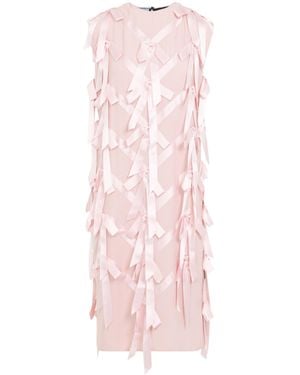 Prada Bow Embellished Crewneck Dress - Pink